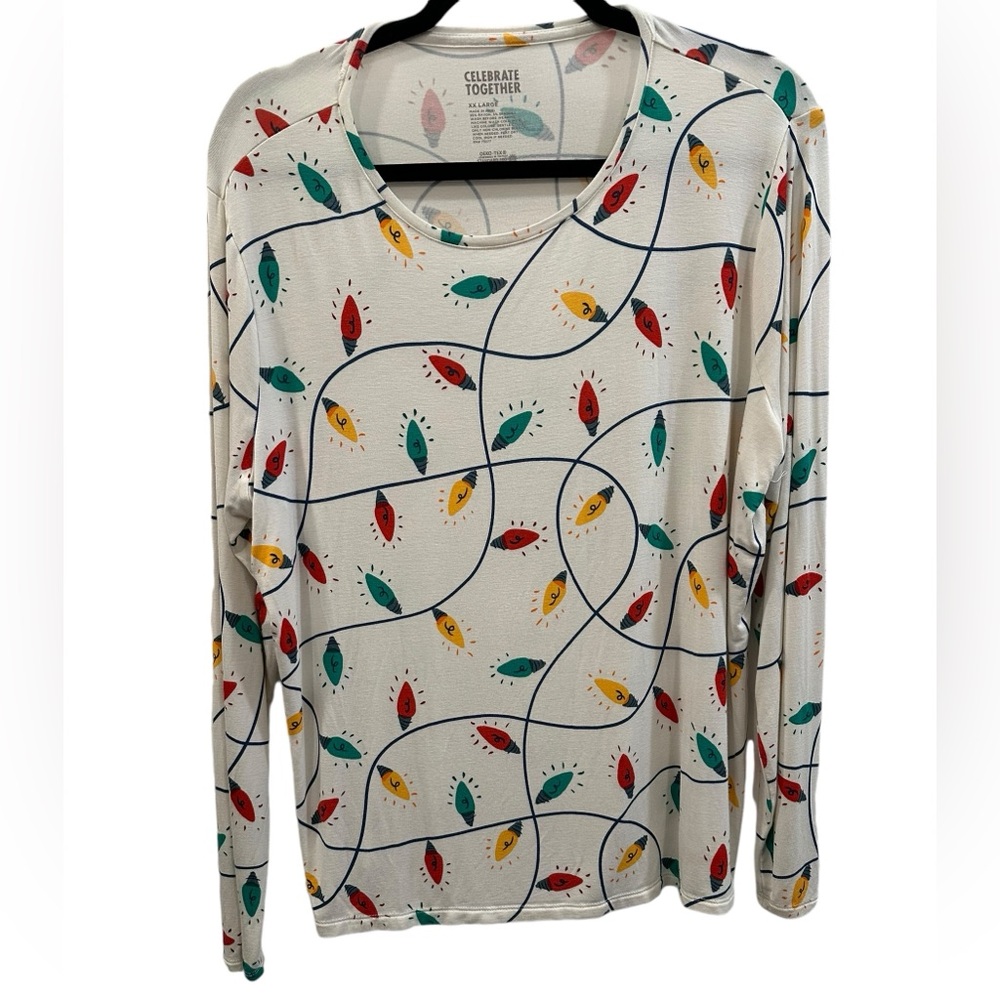 Celebrate together long sleeve Christmas lights shirt size XXL EUC
